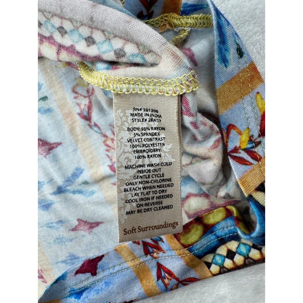Soft Surroundings Fifi Embroidered Tunic Top Women's Medium Multi Bell‎ Sleeve - Picture 7 of 8